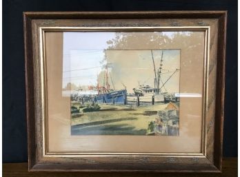 Framed Watercolor, Galilee Narragansett  16 X 13