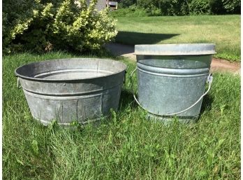 Galvanized Pails, Set Of 2