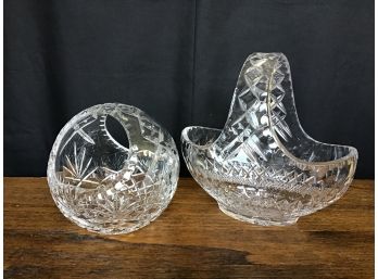 Cut Crystal Baskets, Set Of 2 - Very Pretty Pieces!