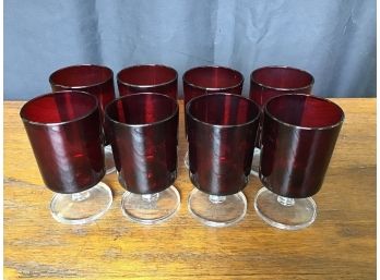 Set 8 French Luminarc Arcoroc Cavalier Ruby Red Glasses