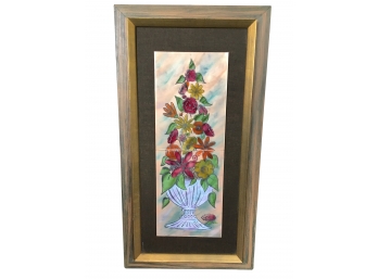 Large Mid Century Painted Floral Glass Tiles,  24 X 45