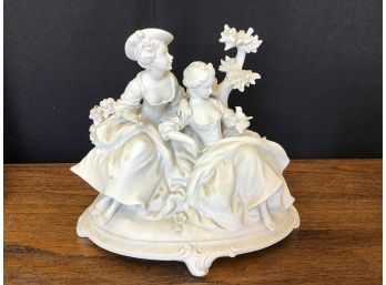 Vintage ISCO Parian Ware Figurine Of Two Victorian Ladies, Germany