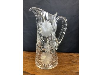 Antique Pairpoint American Brilliant Pitcher In Viscaria Pattern (1896-1914)