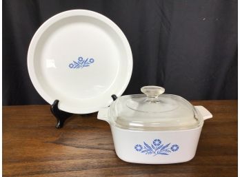 Corning Ware Cornflower, 9 Pie Dish And 1.5Qt Lidded Casserole Dish