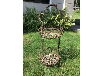 2 Tiered Victorian Iron Basket