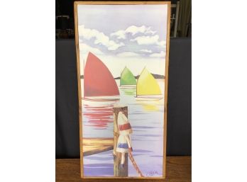 Sailboat Print On Canvas, 13 X 25