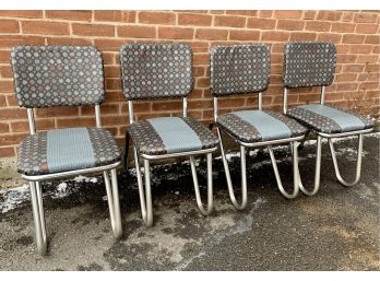 4 Mid Century Modern Chrome And Vinyl Kitchen Chairs