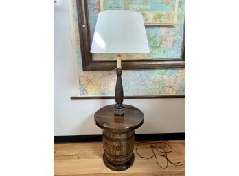 Vintage Wood Barrel Table Floor Lamp