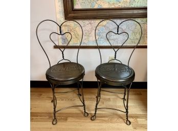 RARE Pair Copper Coca Cola Ice Cream Parlor Chairs