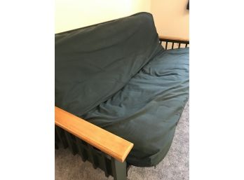 Large Wood And Metal Frame Futon