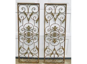 Pair Of Multi Use Decorative Scrolled Metal Art