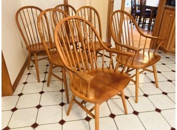 Set Of 6 LINK WOOD Oak Chairs