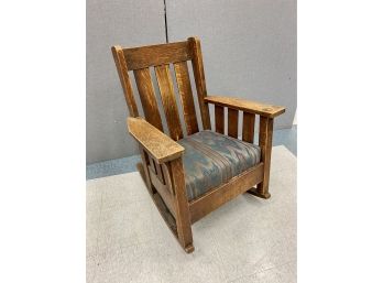 Antique Mission Oak Rocker Labelled For Paine Furniture