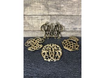 Gorgeous Brass Trivets Including William And Mary