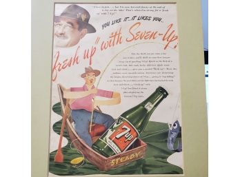 Vintage 7- Up Advertisement In Frame