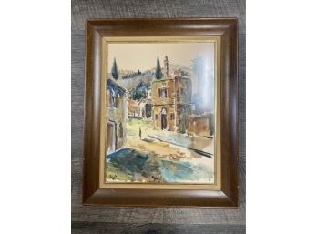 Beautiful - Quality Artwork -  Original Watercolor Of A European City And Park