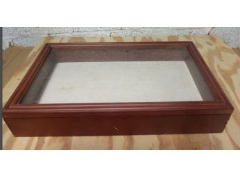 Wooden Display Case With Glass Lift Lid Felt Covered Base