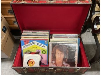 Old Trunk Of Albums & 45 Records: Paul McCartney 45 Rpm, Neil Diamond, Herb Alpert, Madonna, Billy Joel, Etc