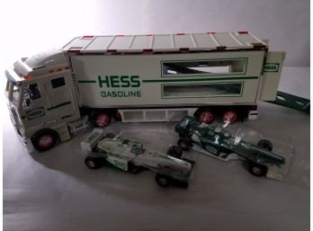 2003 Hess Gasoline Toy Truck And Racecars - Brand New In Box & Protective Packaging Materials.