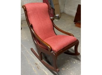 Childrens Sized Antique Rocking Chair With Padded Cushion