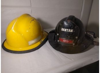 2 Authentic Vintage Firefighter Helmets