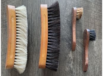 Lot Of Four Woden  Horse Hair Shoe Brushes