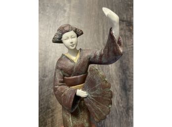 Lovely Hand Painted Asian Pottery Figurine Geisha