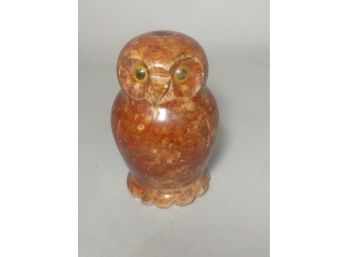 Carved Owl Figurine Of Blood Orange Colored Stone