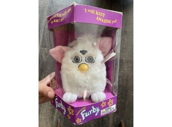 Electronic White Fur Furby With Original Box