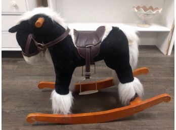 Young Child's Rocking Horse In Black, With Metal Stirrups, By Dan Dee Collectors Choice