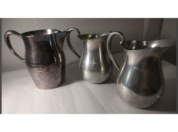 Commemorative Pitchers Of Silver Plate And Pewter