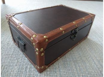 Leather-textured Small Chest With Brass Fittings And Latch