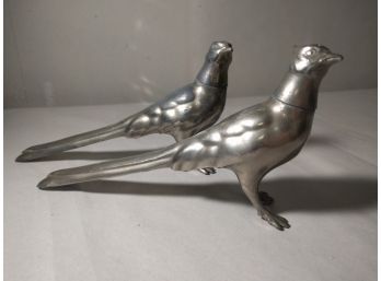 Vintage Metal Pheasant Salt & Pepper Shakers, Made In USA