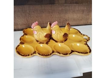 Vintage Chickens S& P With Deviled Eggs Serving Plate 1960s