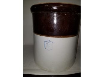 Ten Gallon Pottery Crock In Brown And Tan Glaze