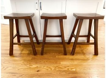 Set Of 3 Saddle Style Counter Stools