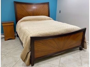 Double Bed Frame With Contrasting Fanned Design Inlay