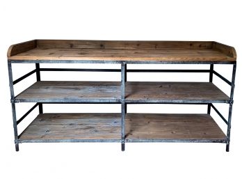 Rustic Farmhouse Chic Finish Iron And Wood Console Shelf