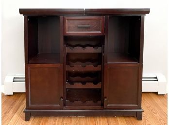 Dark Finish Buffet / Server With Wine Rack And Sliding Split Top