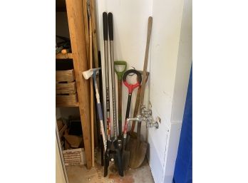 Nice Bundle Of Outdoor Tools Shovels And Post Digger