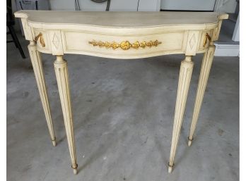 Vintage Demi Lune Wooden Console Table