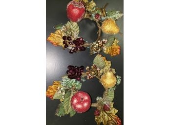 (2) Small Autumn Wreaths With Fruit