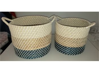 (2) Beach Theme Woven Baskets