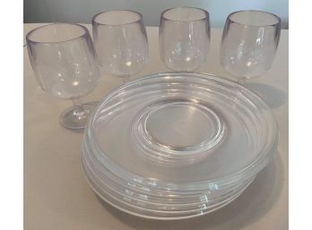Set Of Clear Plastic Dishware