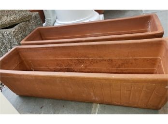 (2) Rectangle Clay Planting Pots