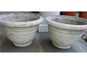 (2) White Clay Planting Pots
