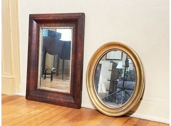 An Antique Ogee And Gilt Framed Mirror Pairing