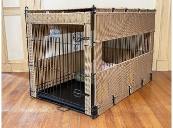 A Large Metal And Acrylic Wicker Style Dog Crate By Bay Isle