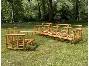 A Vintage Mid Century Ficks Reed Bamboo Sectional And Chair (AS IS)