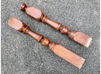 A Pairing Of 19th Century Red Oak Newel Posts